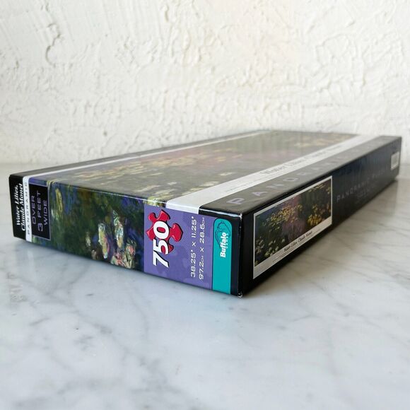 Water Lilies Claude Monet 3' Wide Panoramic Puzzle 750 Pieces Buffalo - Complete - Picture 7 of 8